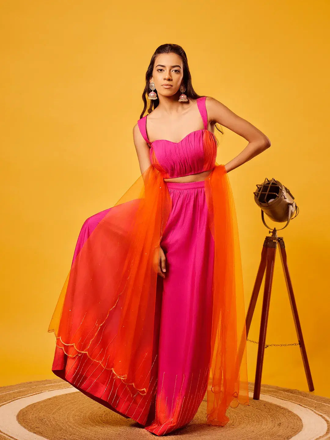 Pink-Orange Ombre Ruching Set