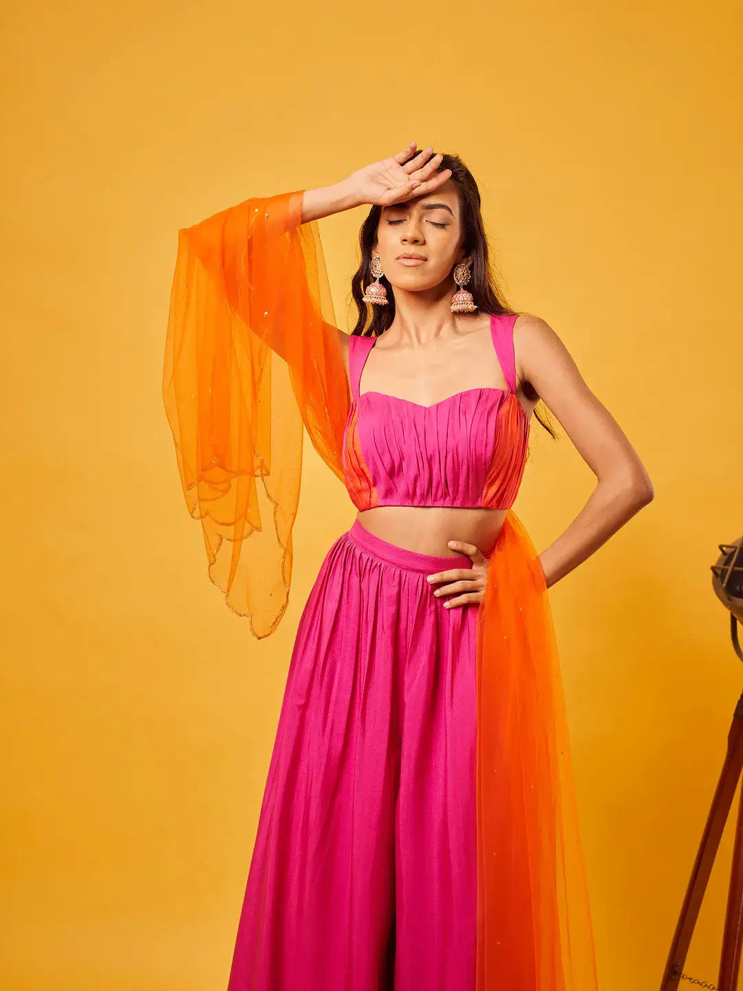 Pink-Orange Ombre Ruching Set