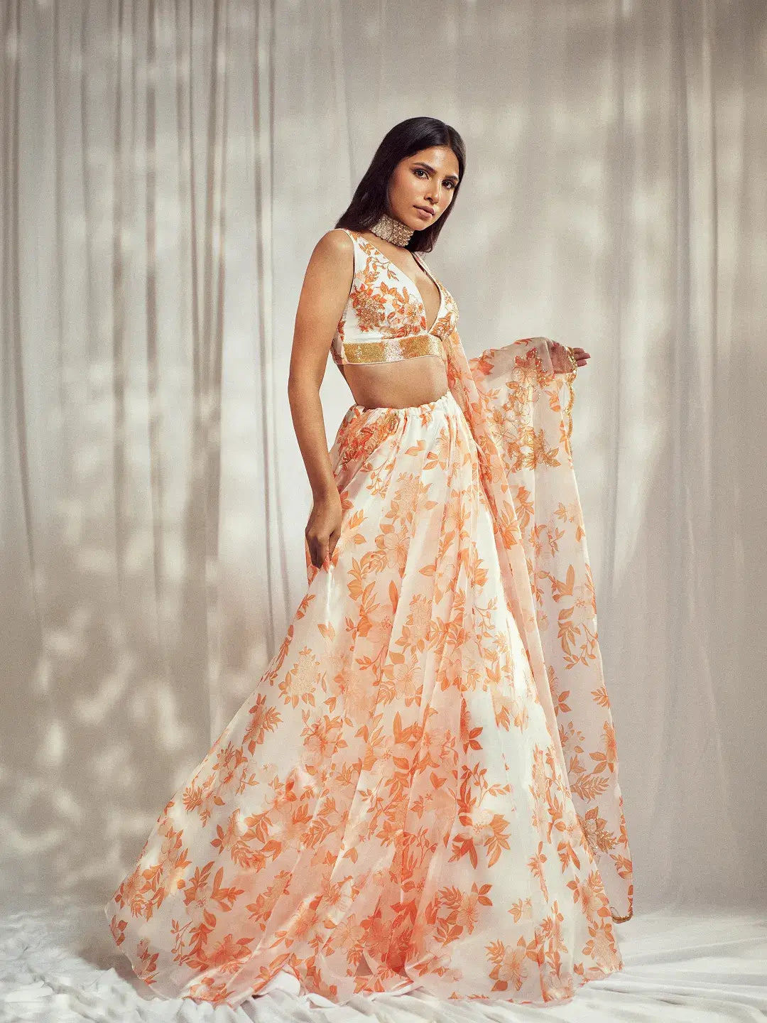 Burnt Orange Lehenga Set