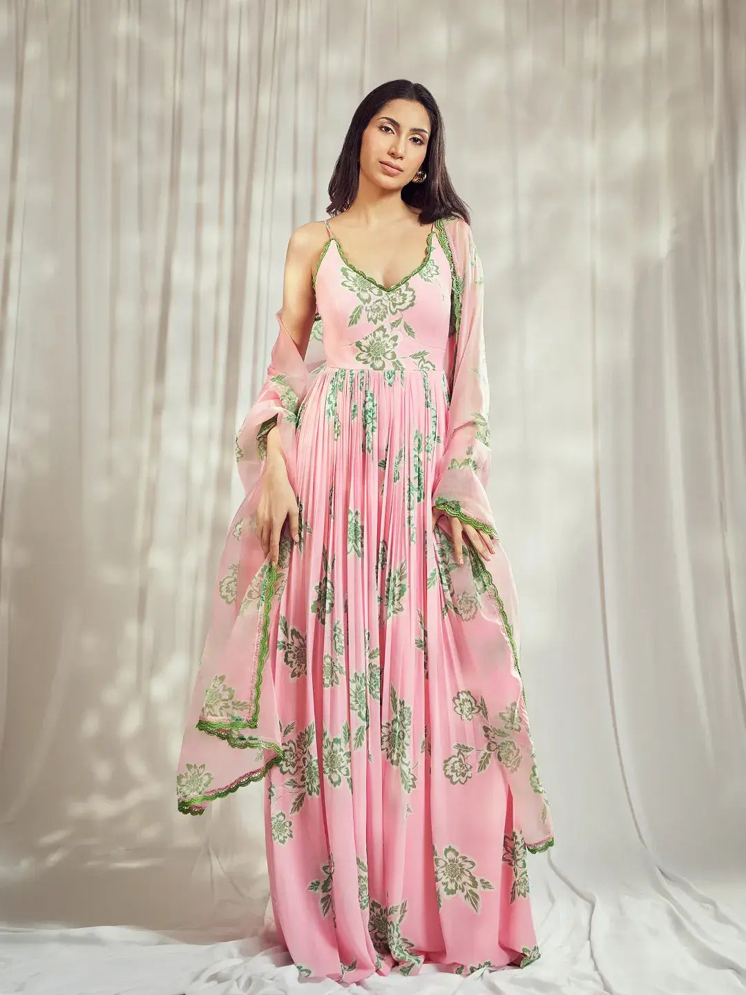 Baby Pink Strappy Anarkali Set