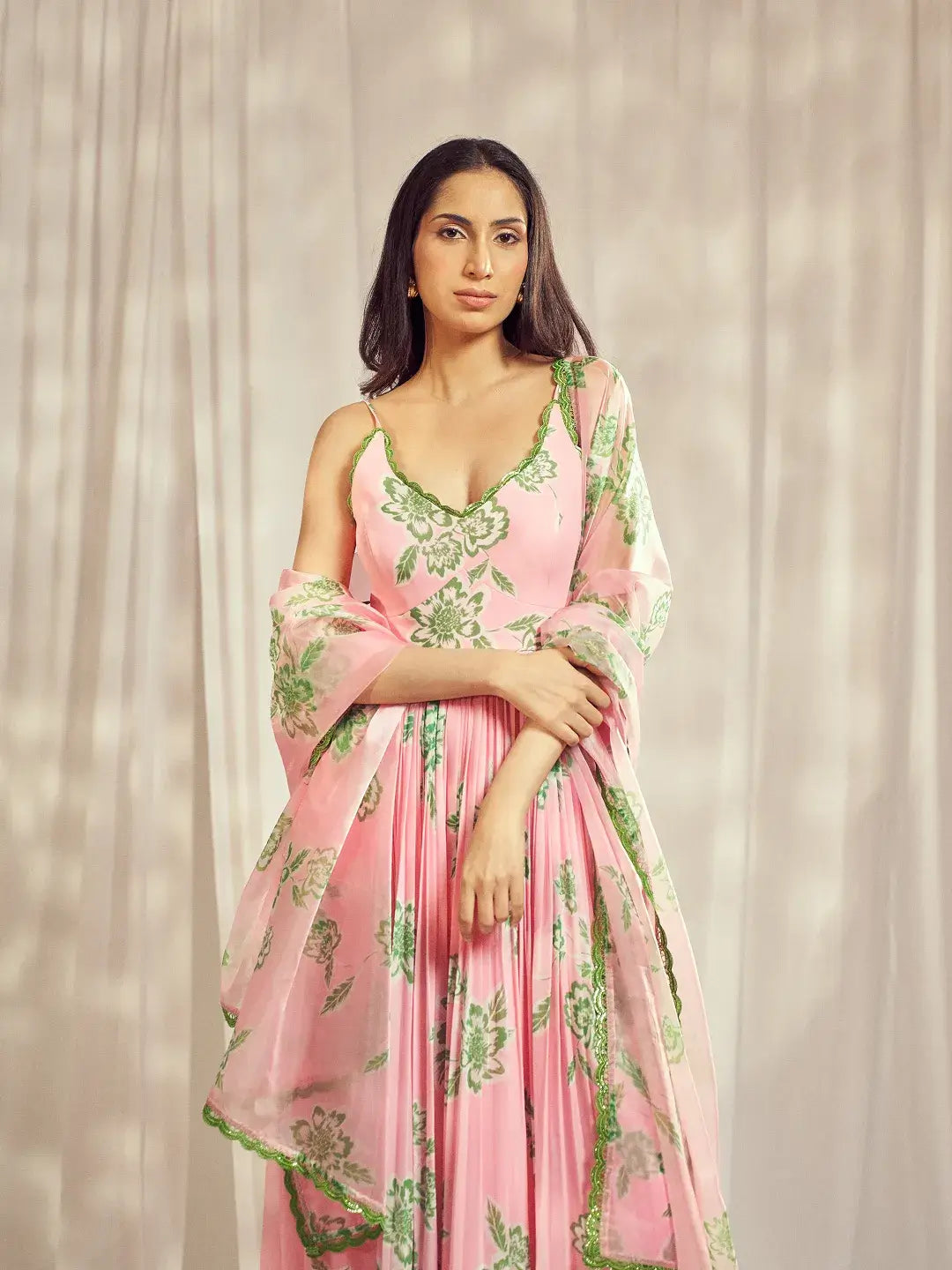 Baby Pink Strappy Anarkali Set