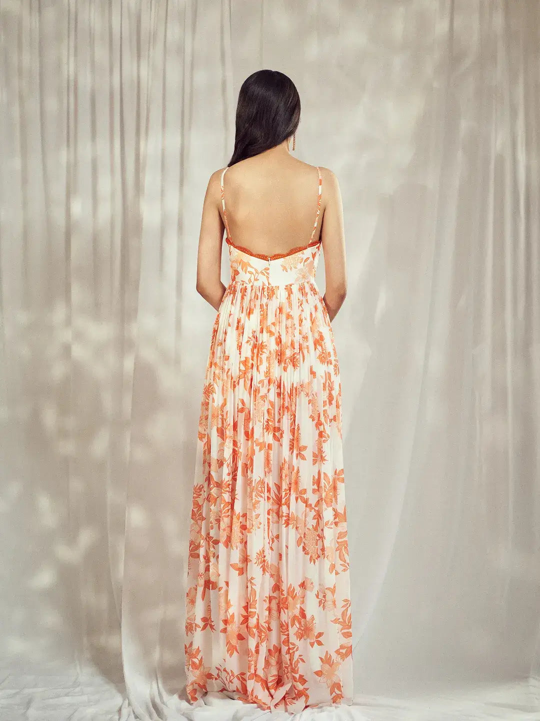 Burnt Orange Strappy Anarkali Set