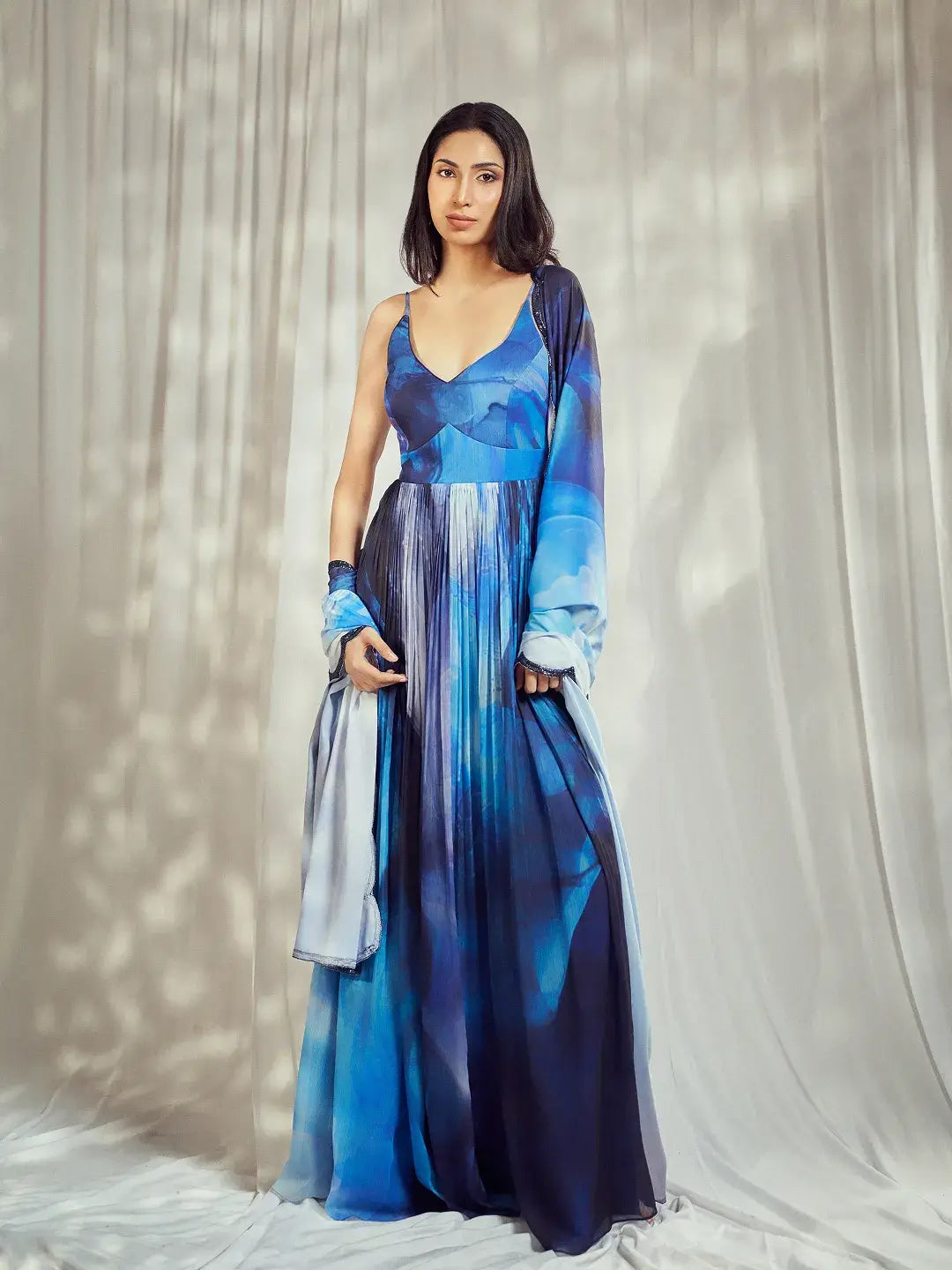 Blue Print Strappy Anarkali Set
