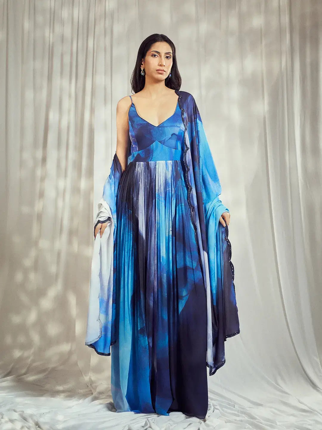 Blue Print Strappy Anarkali Set