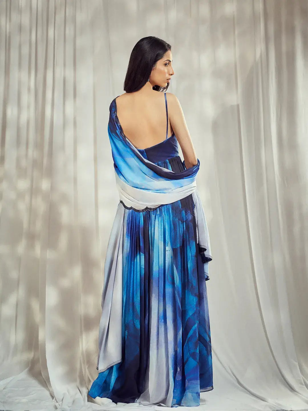 Blue Print Strappy Anarkali Set