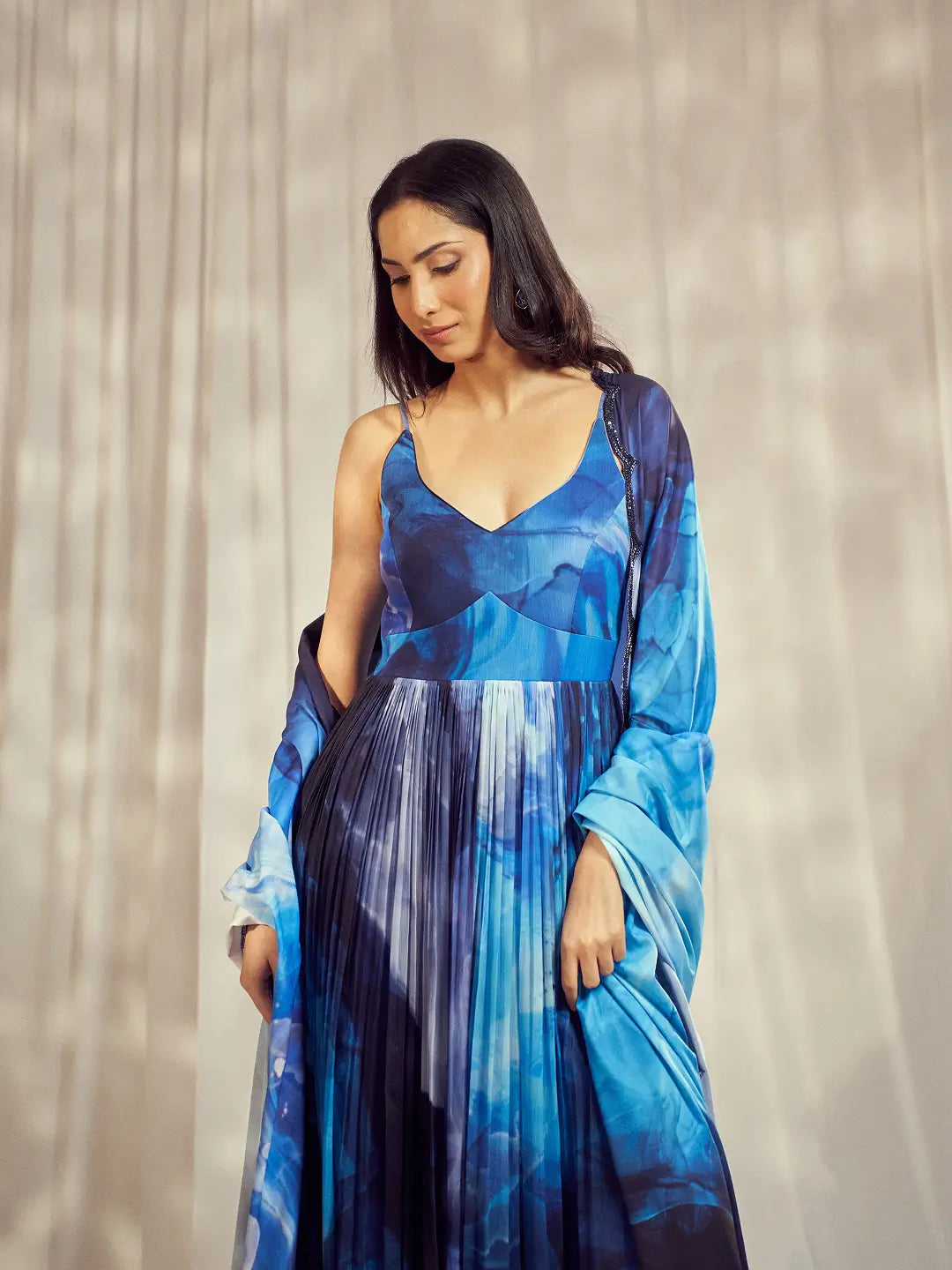 Blue Print Strappy Anarkali Set