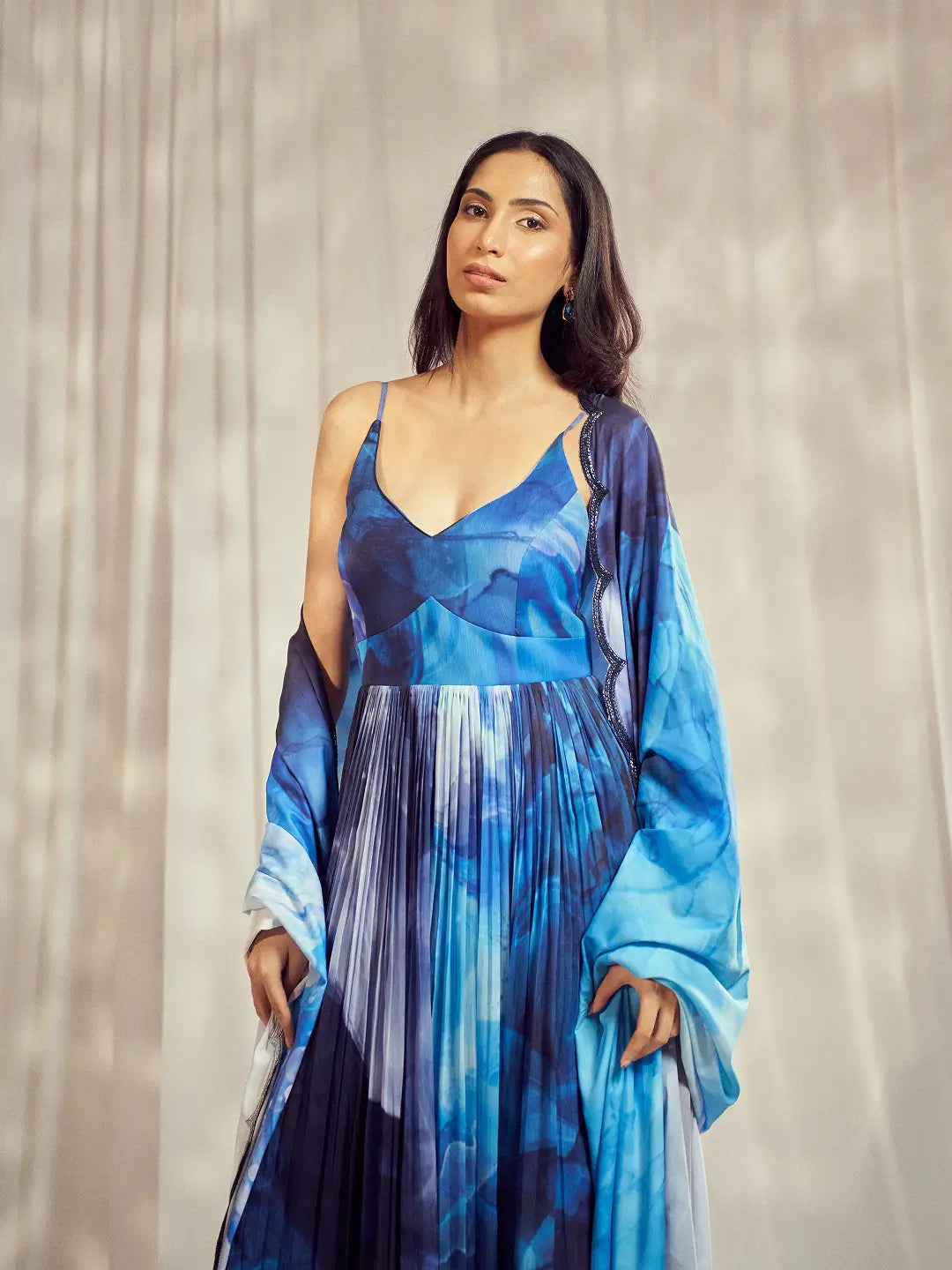 Blue Print Strappy Anarkali Set
