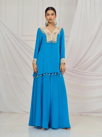 Teal Blue Kaftan Set