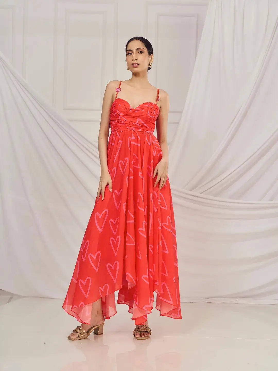 Red Heart High-Low Strappy Dress