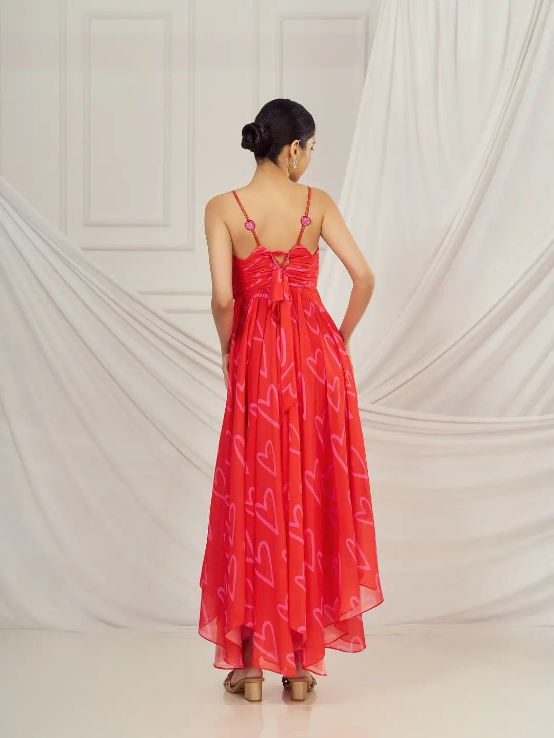 Red Heart High-Low Strappy Dress