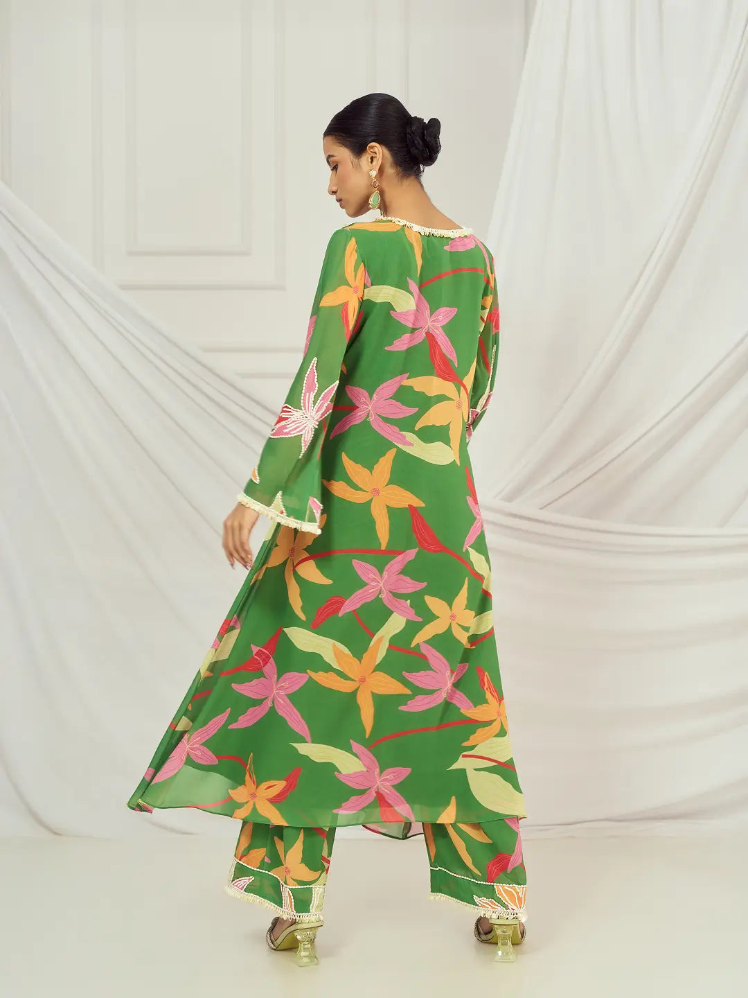 Leaf Green Print Kurti Set