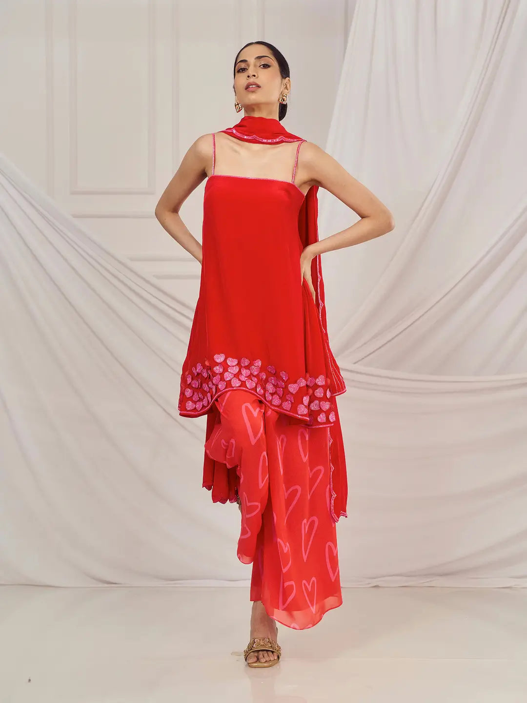 Red 3D Heart Co-ord Set