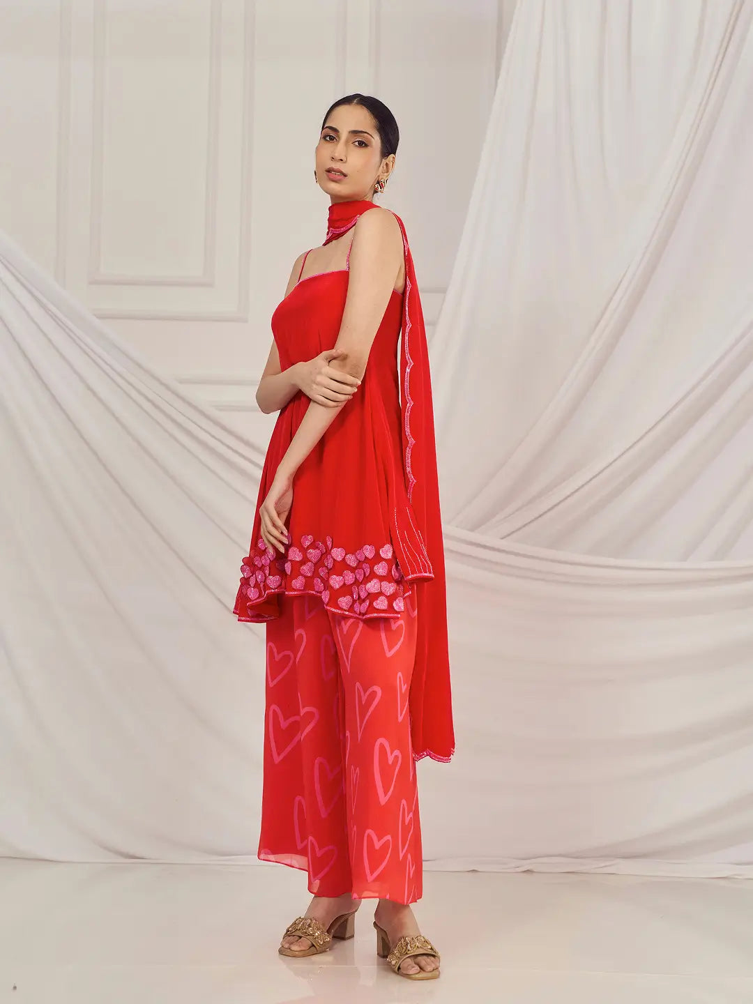 Red 3D Heart Co-ord Set