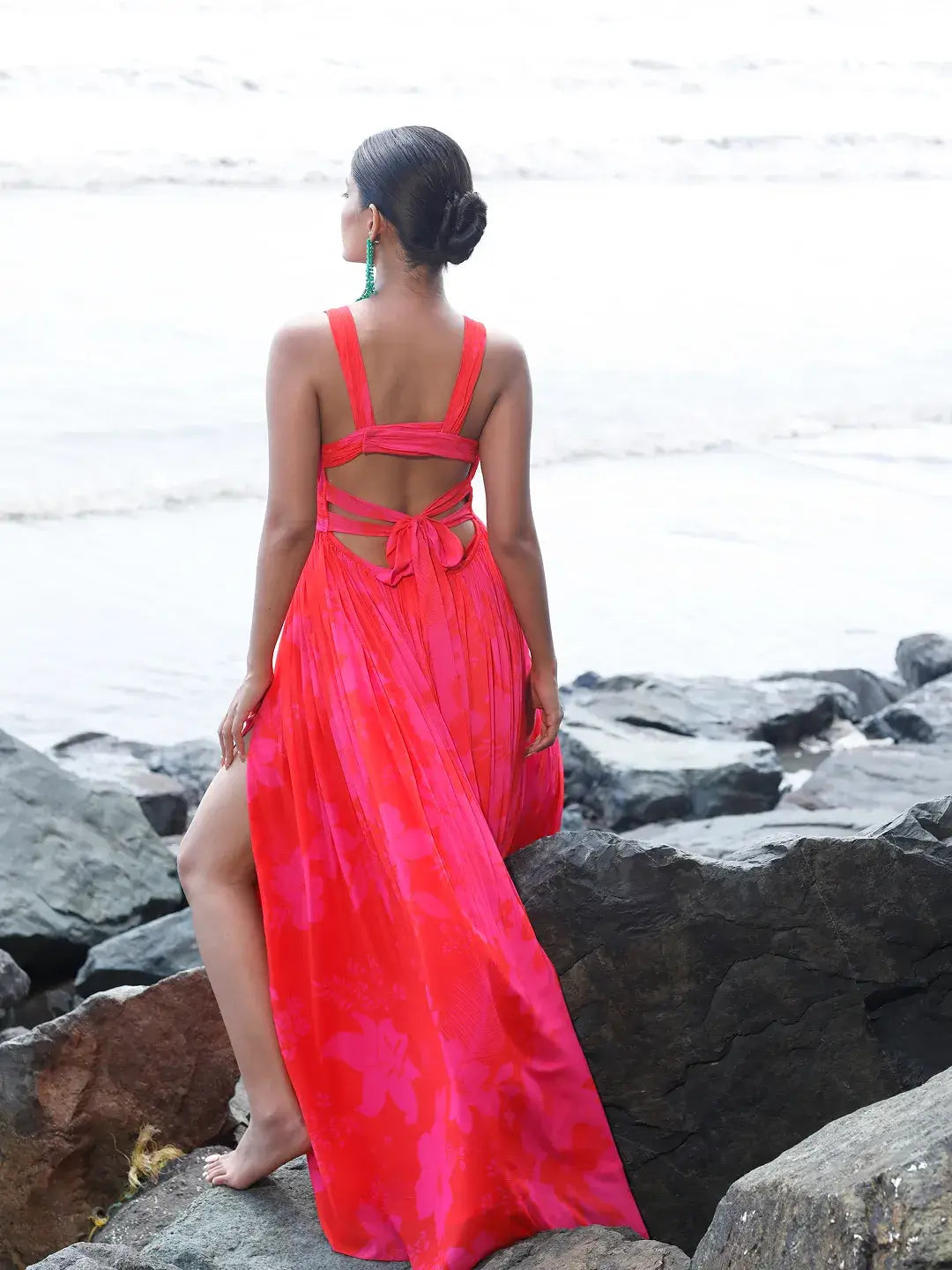 Pink/Red Printed Long Dress