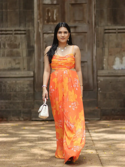 Yellow/Orange Printed Jumpsuit