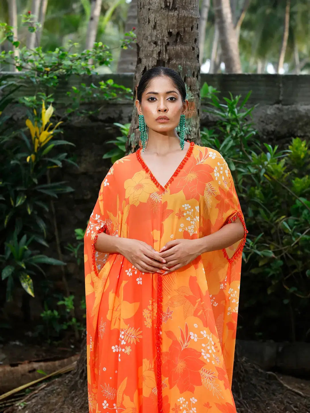Yellow/Orange Printed Kaftan Set