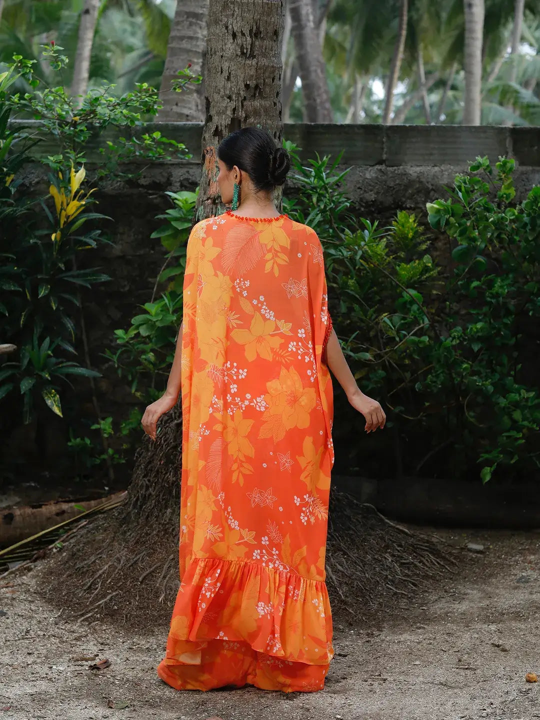 Yellow/Orange Printed Kaftan Set