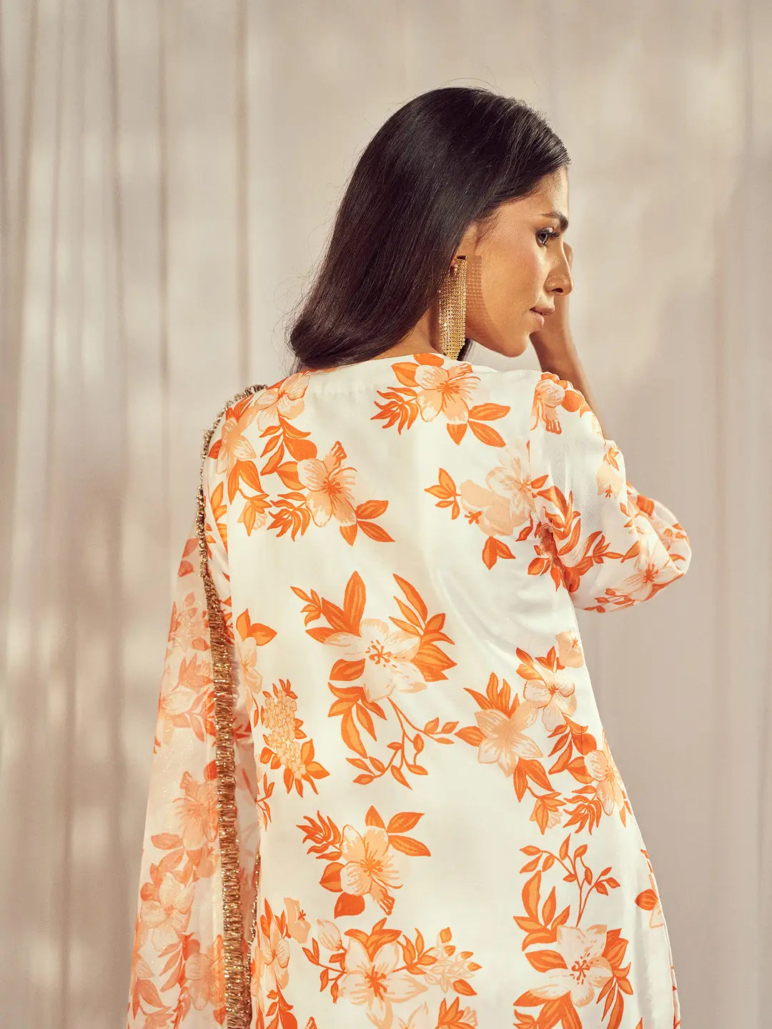 Burnt Orange Print Kurti Set