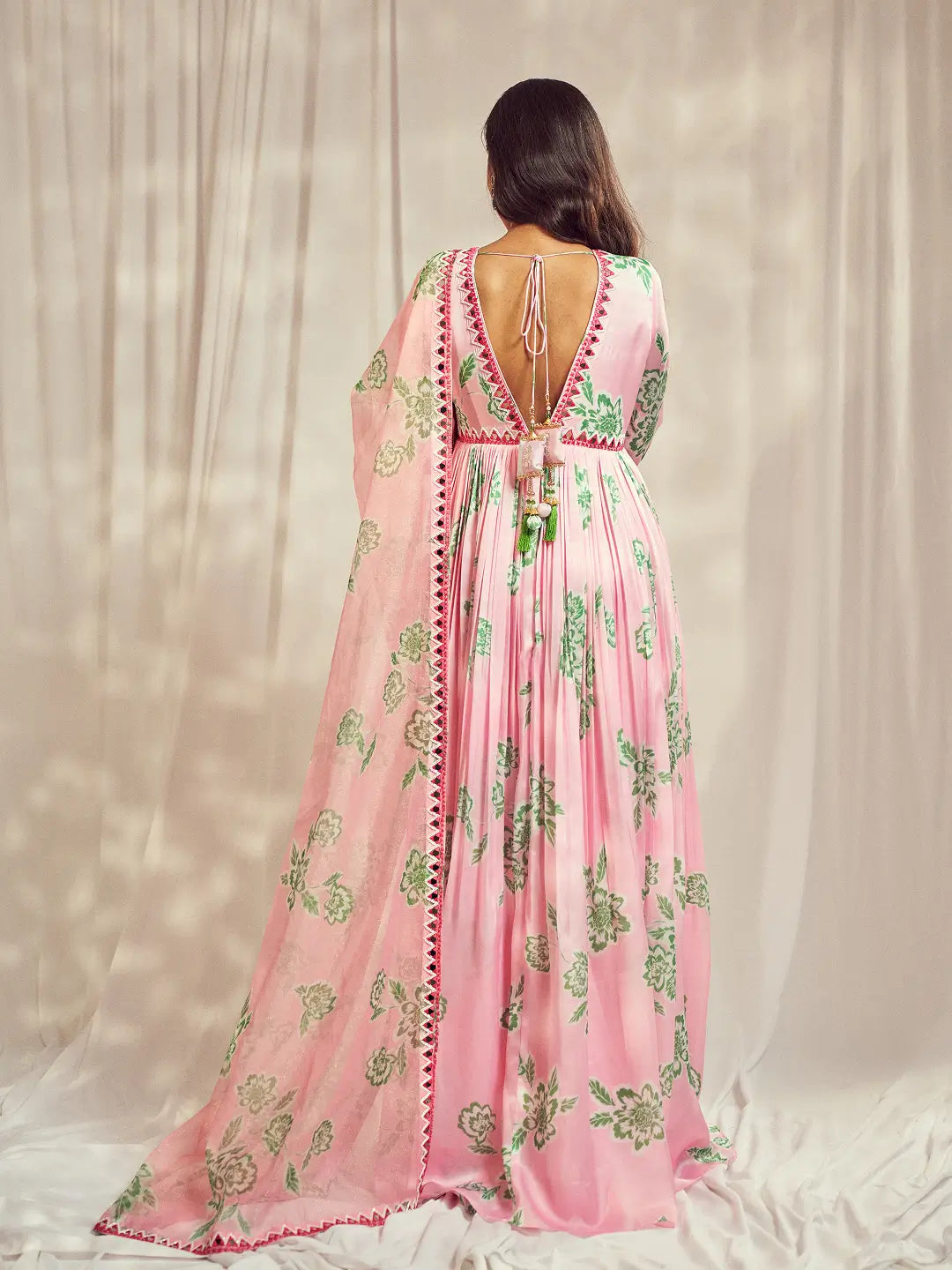 Baby Pink Mirror-Work Anarkali Set
