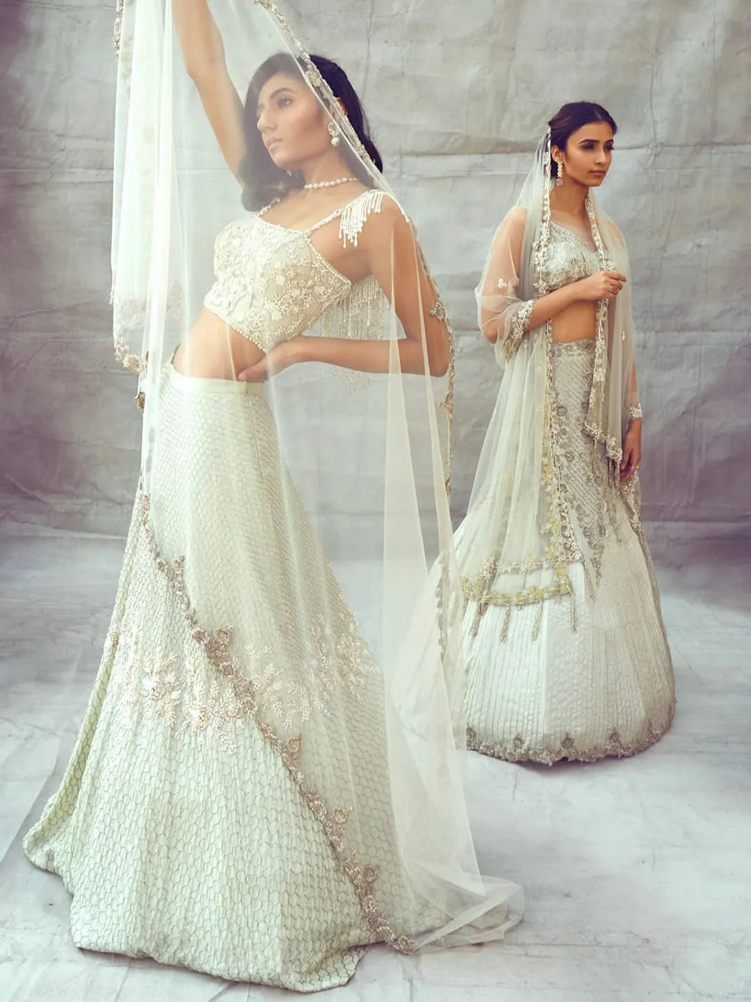 Ice Blue Honeycomb Lehenga