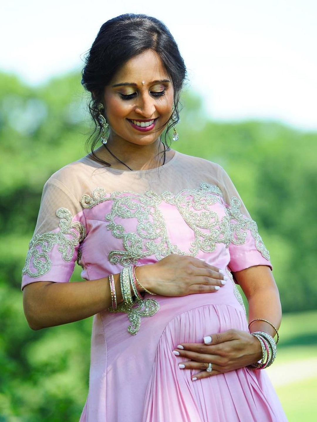 Baby pink embellished gown