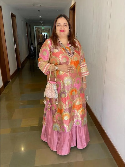 Plus size Pure silk kurta and skirt set