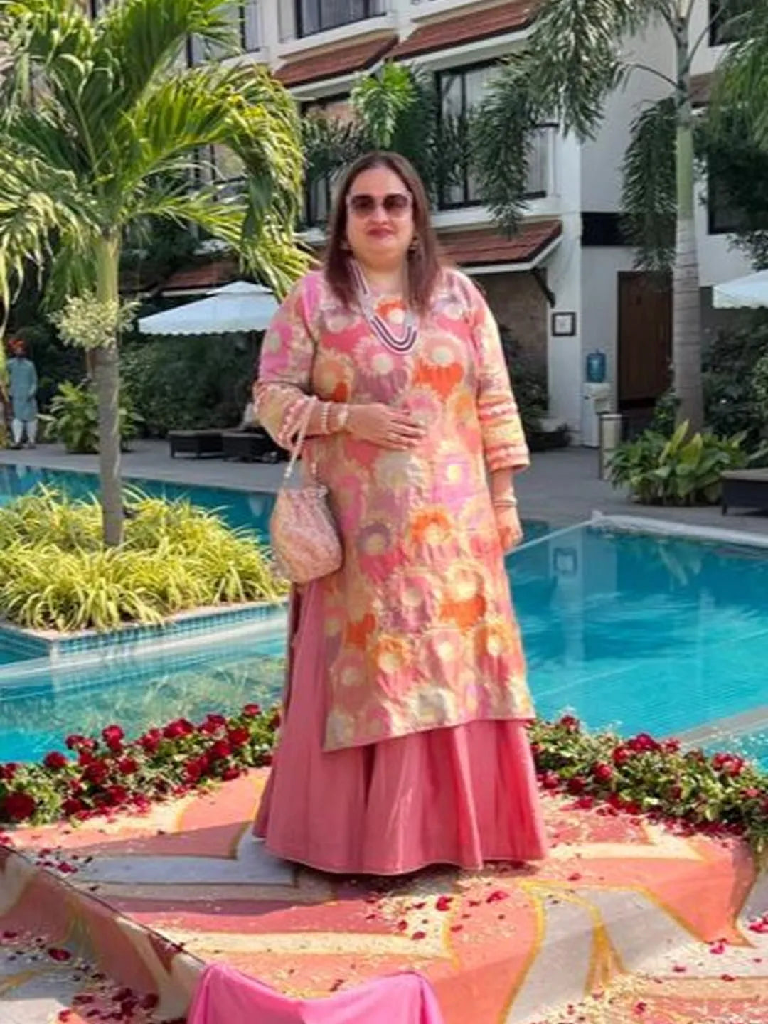 Plus size Pure silk kurta and skirt set
