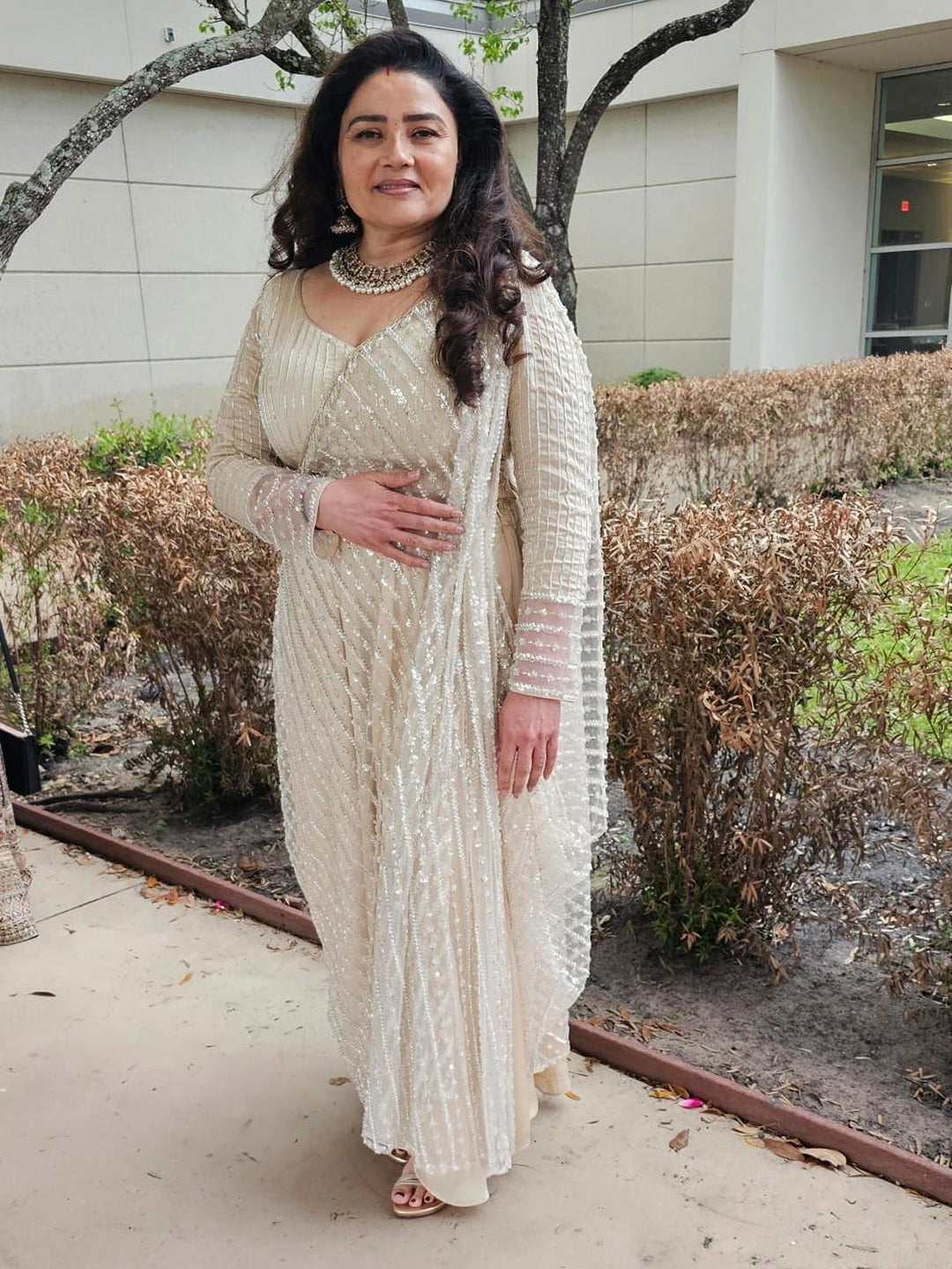 Off white cape style saree