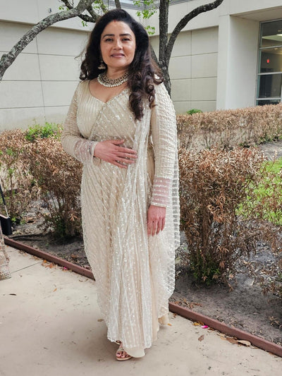 Off white cape style saree