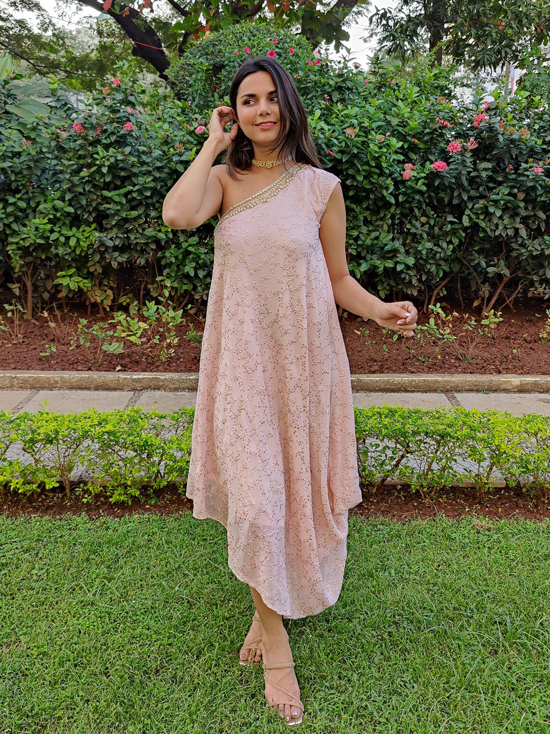 Asymmetric indo-western dress