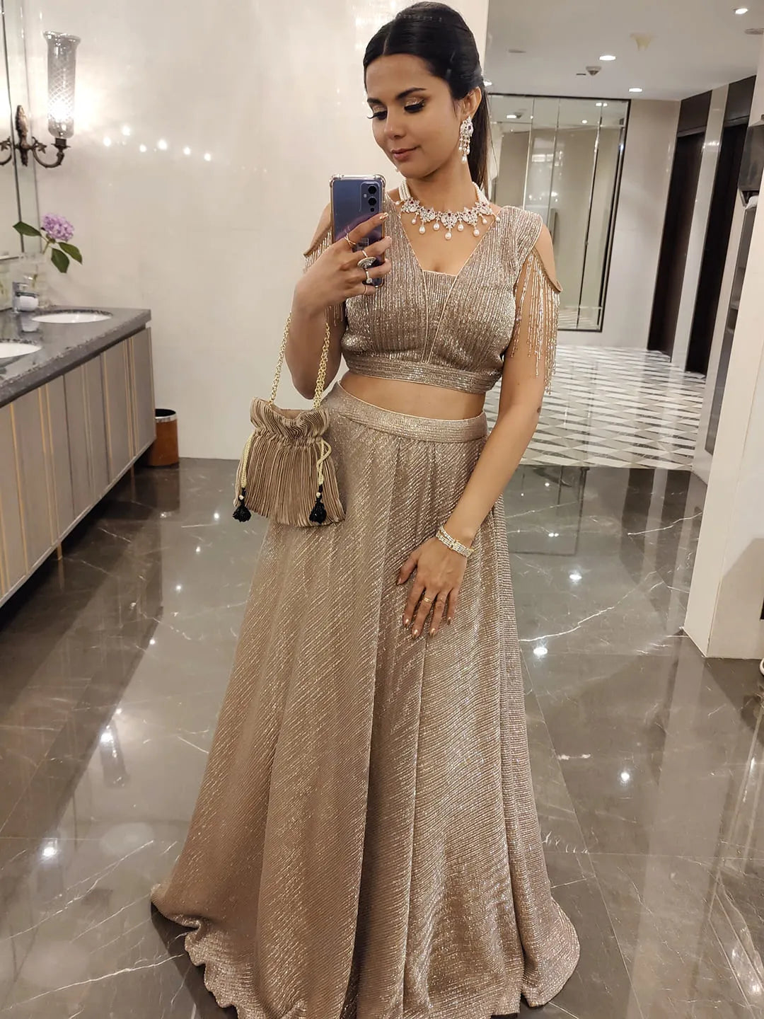 Embellished party wear gown
