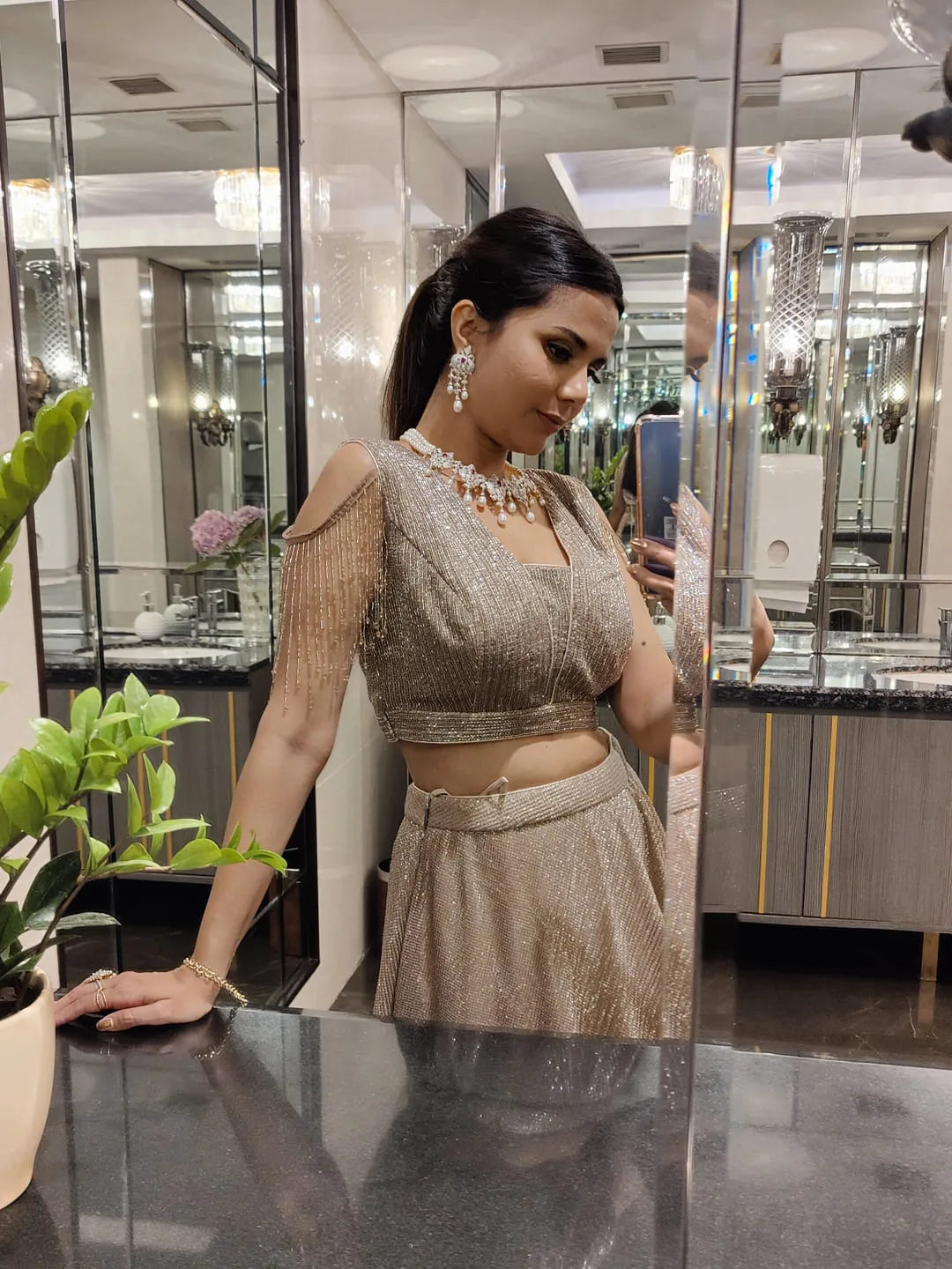 Embellished party wear gown