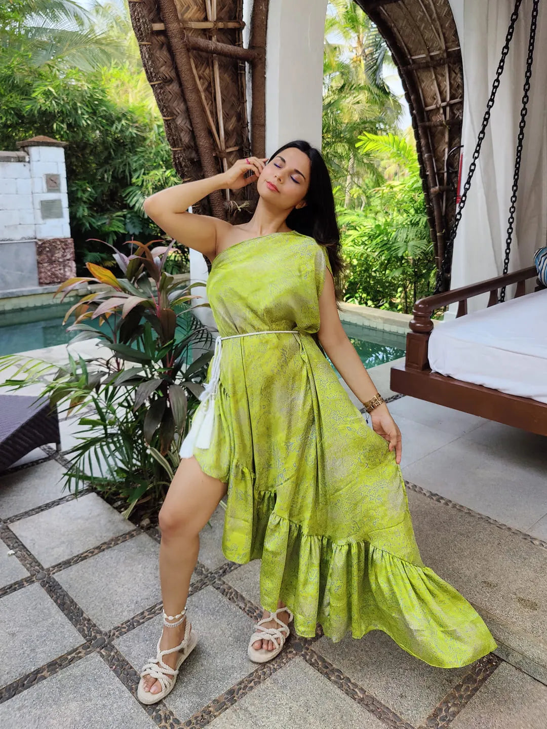 Asymmetric resort wear dress