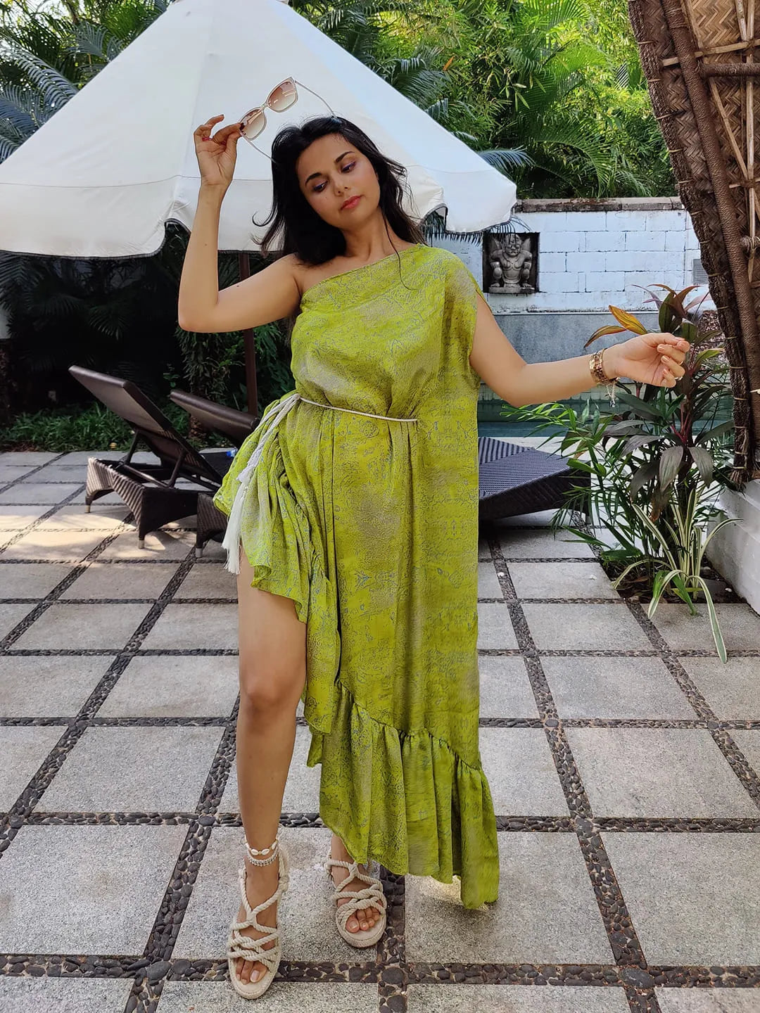 Asymmetric resort wear dress