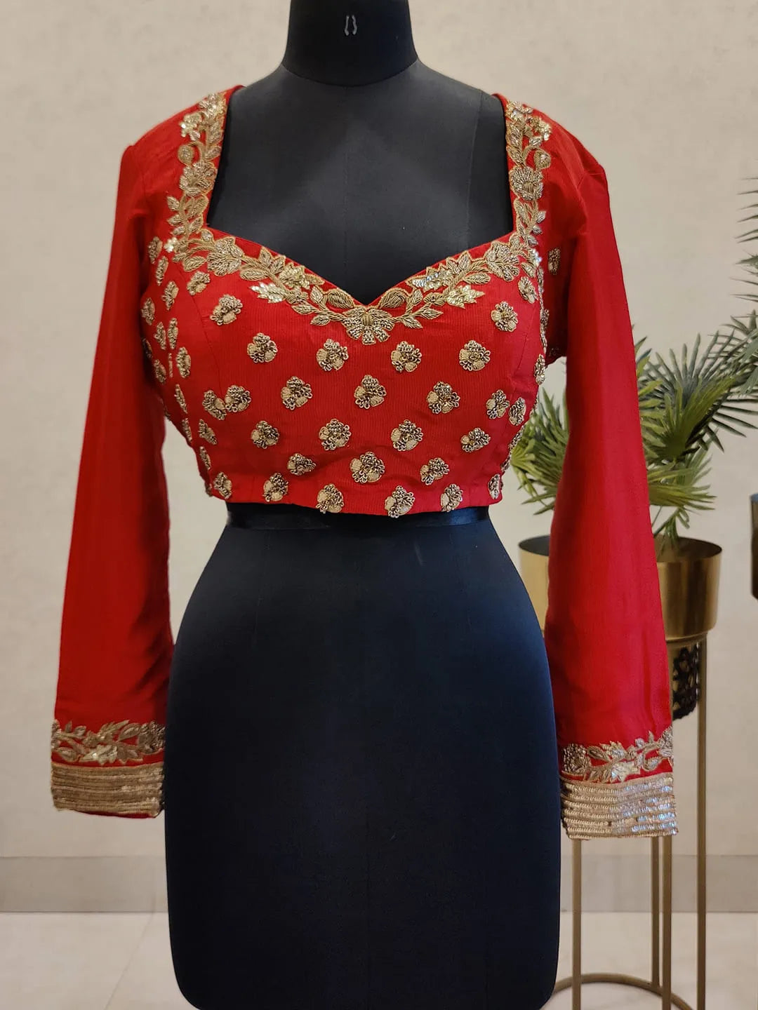 Red zardozi blouse