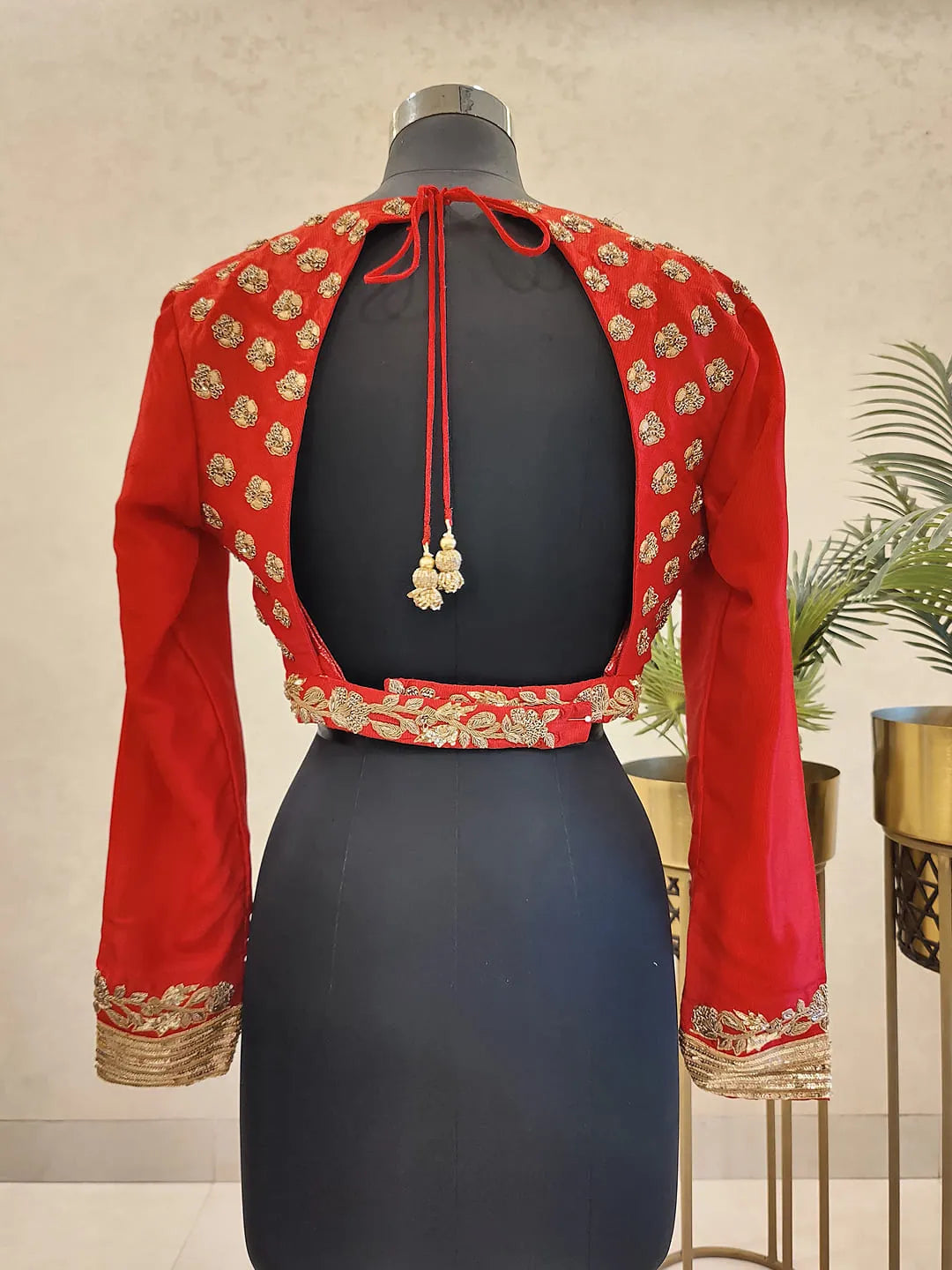 Red zardozi blouse