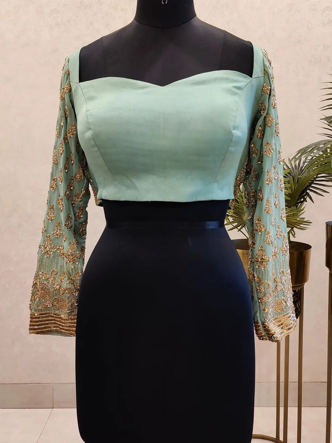 Mint green zardozi blouse