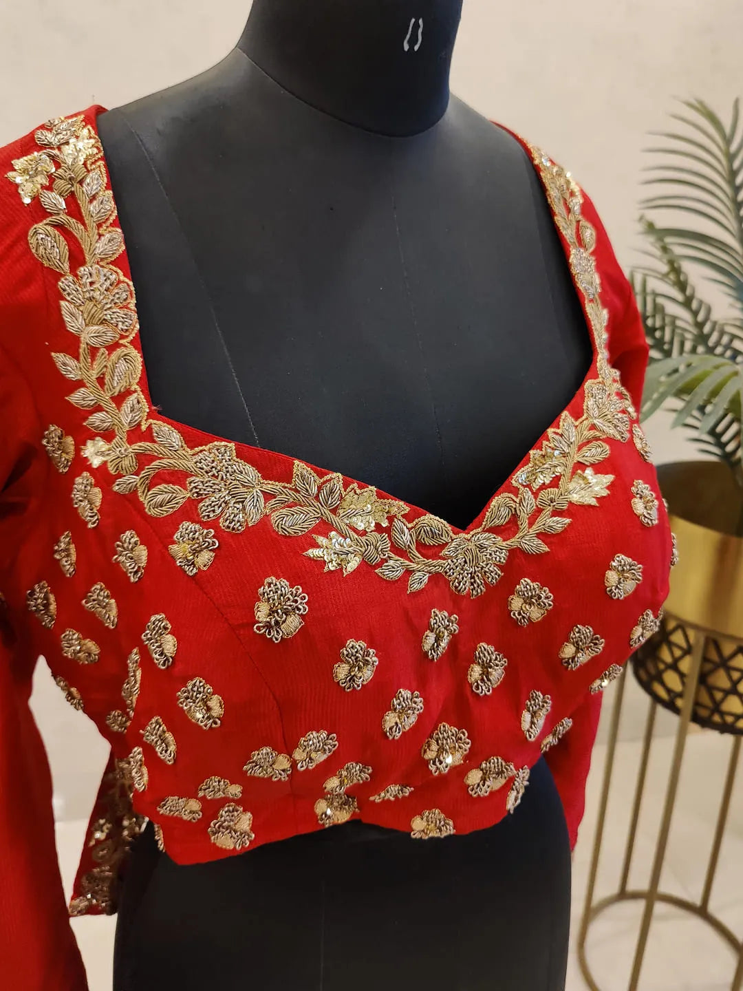 Red zardozi blouse