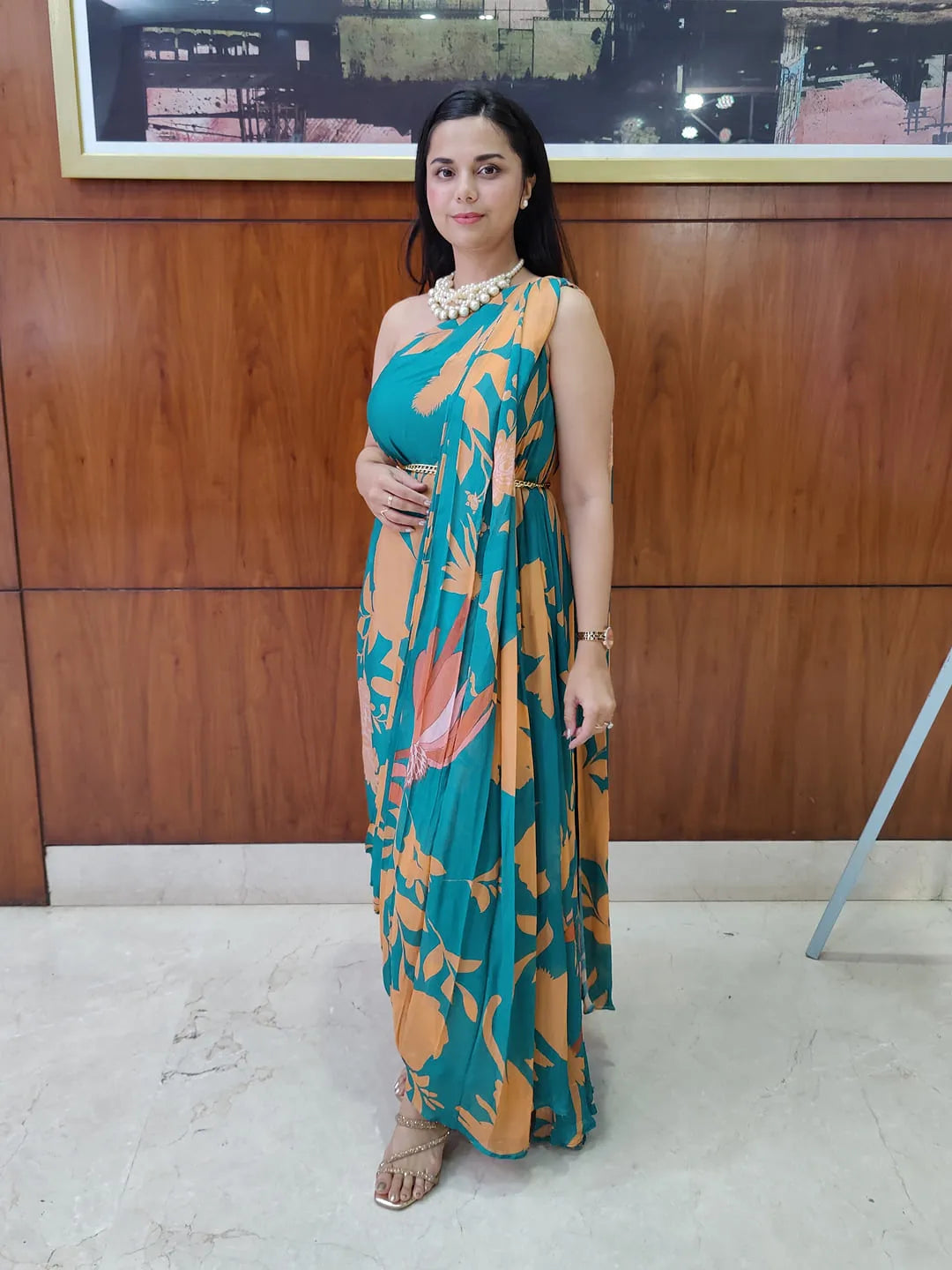 Draped saree gown