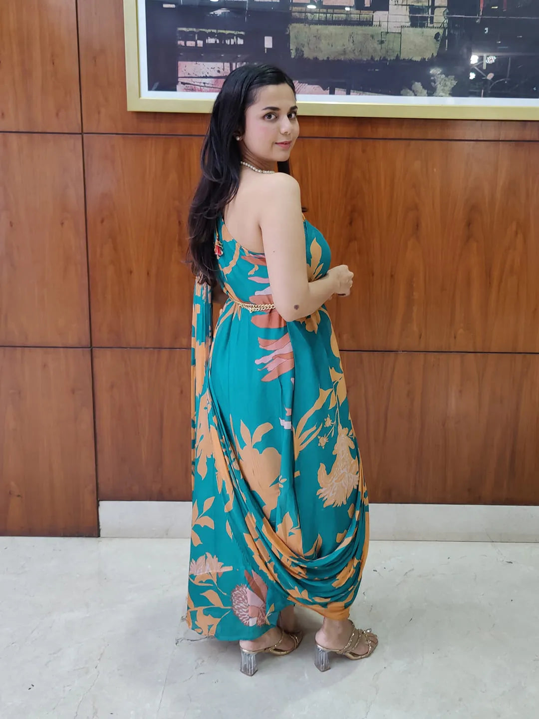 Draped saree gown