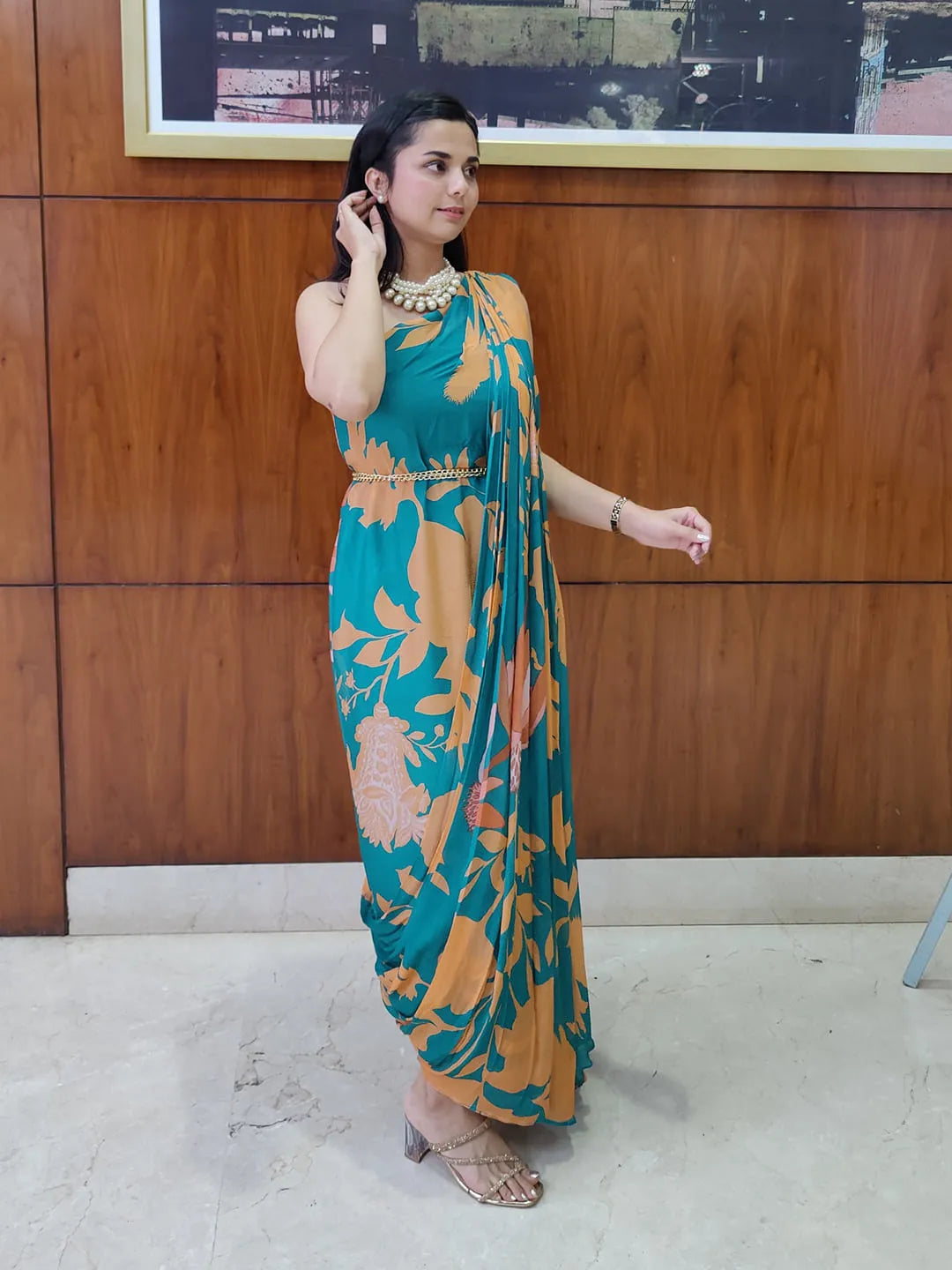 Draped saree gown