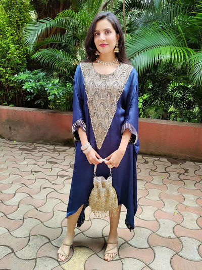Kaftan kurta-dress with embellished neck