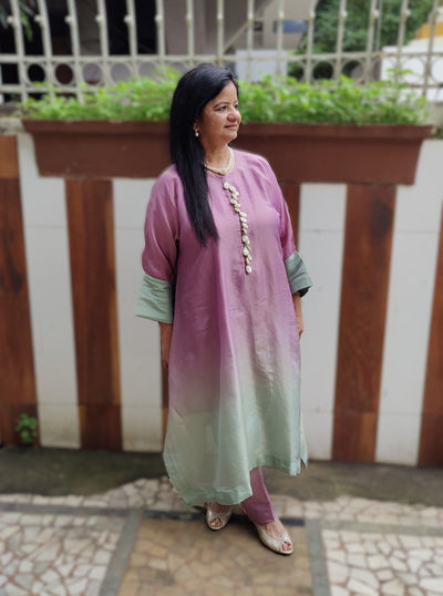 Shaded shimmer asymmetric kurta