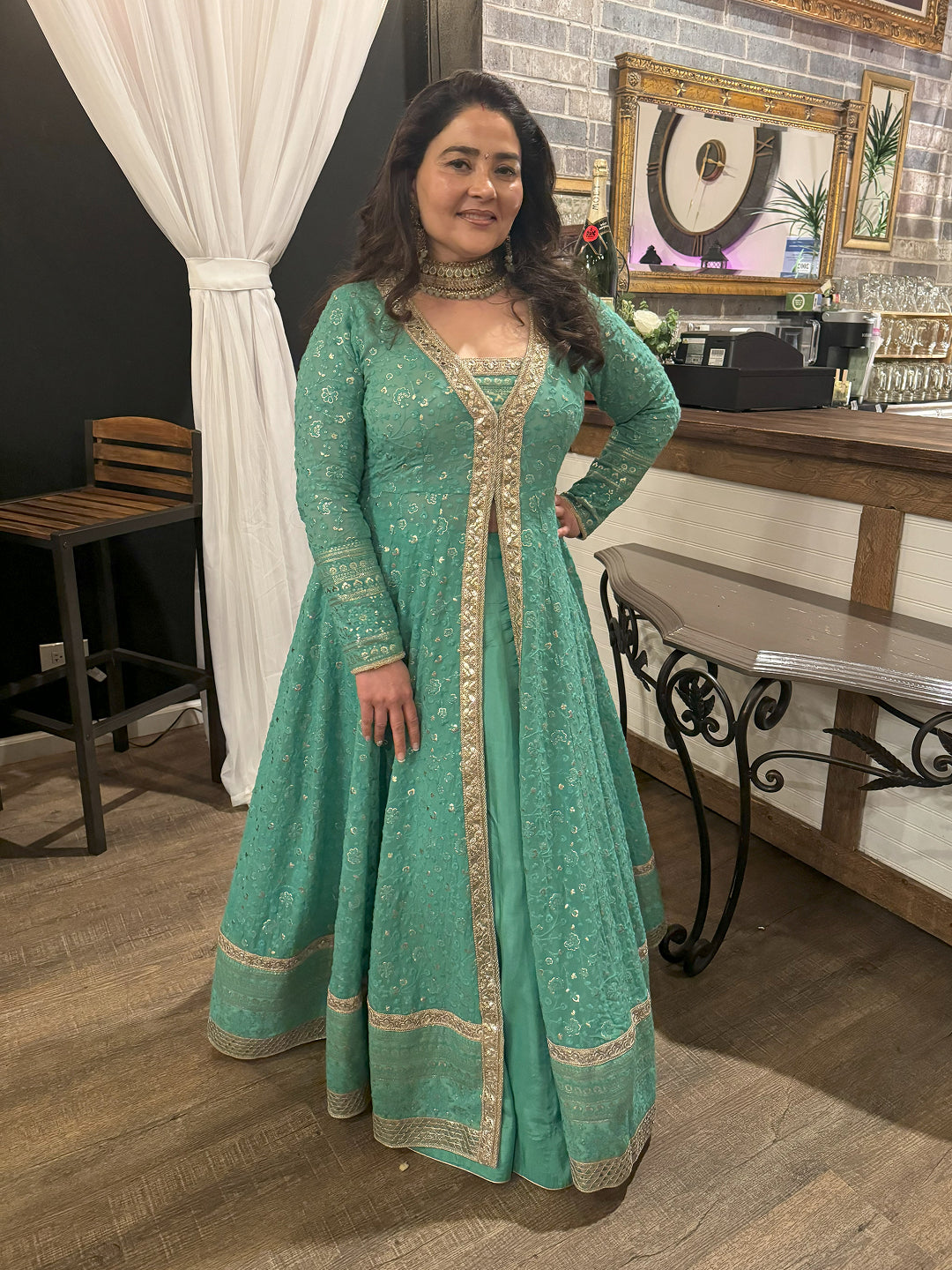 Long jacket and skirt set