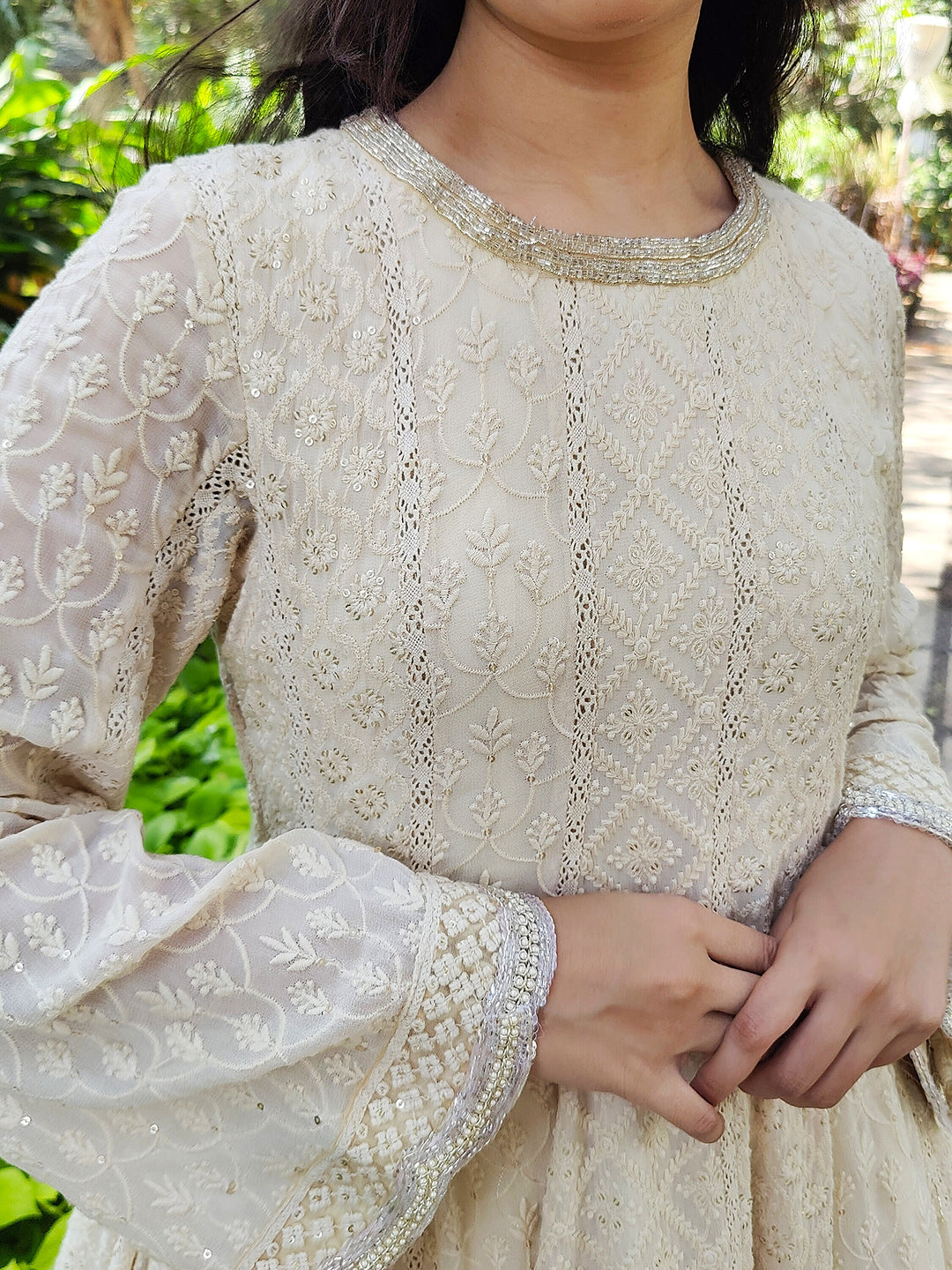 Lucknowi flared kurta set