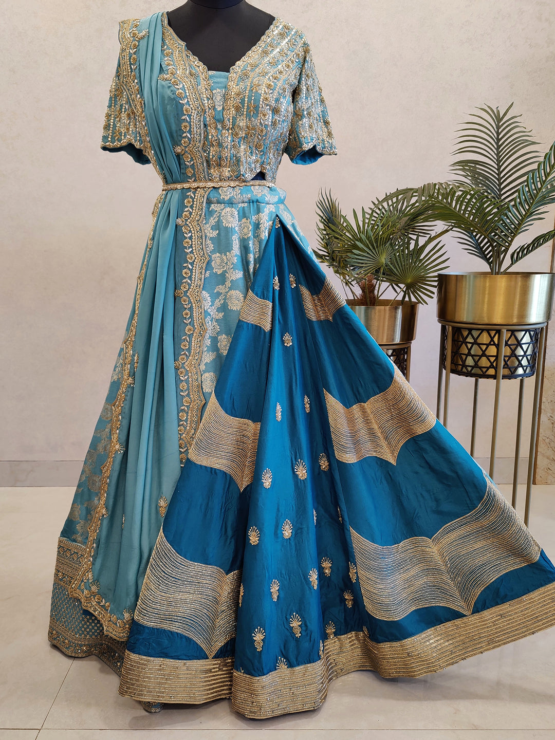 Peacock statement kali lehenga