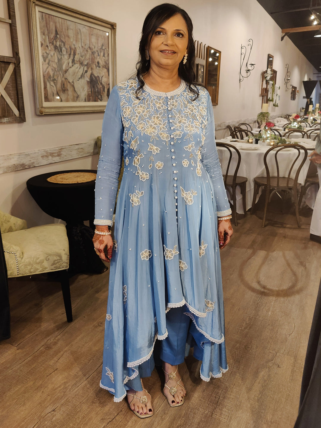 High-low anarkali with pants