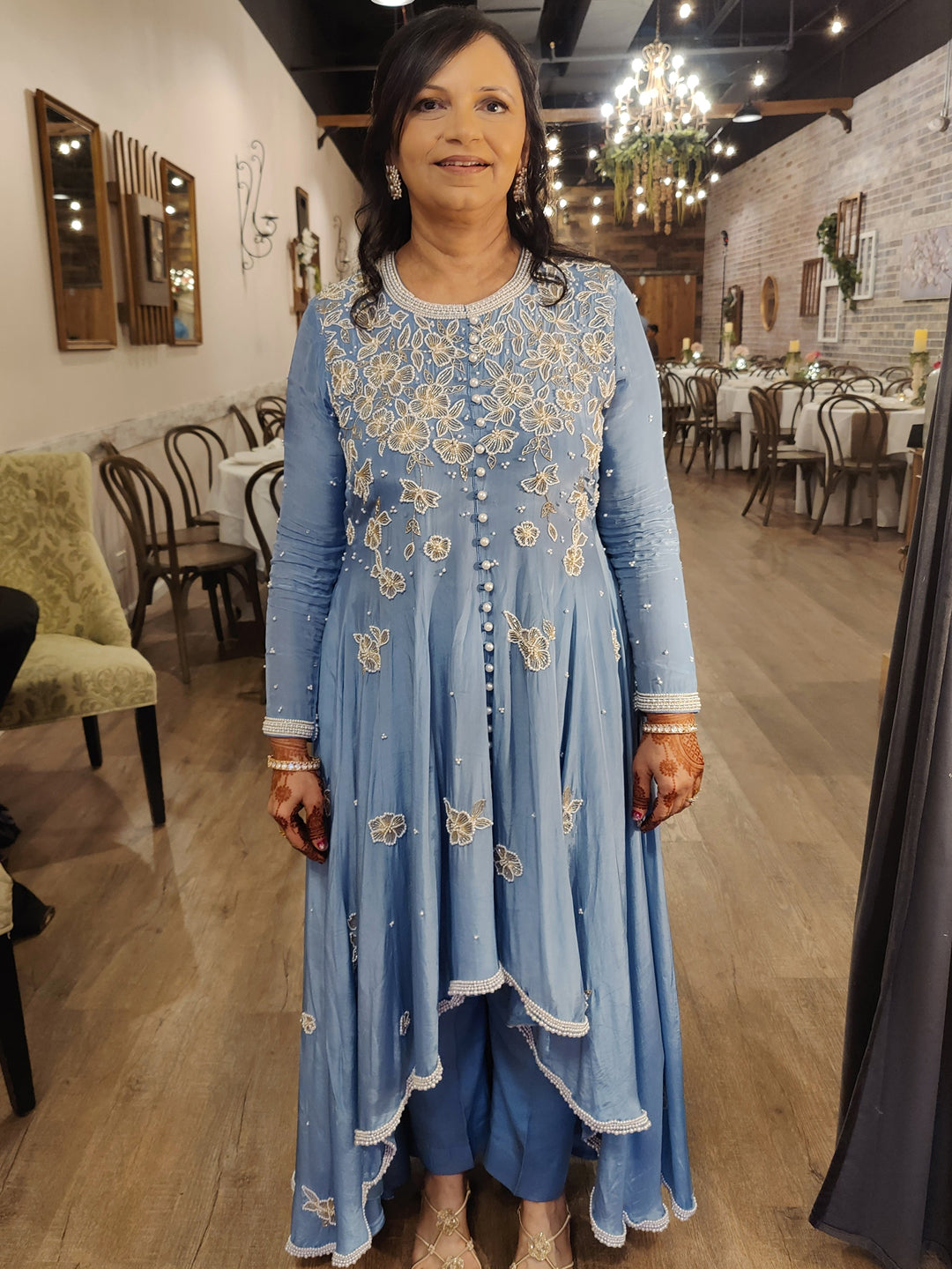 High-low anarkali with pants