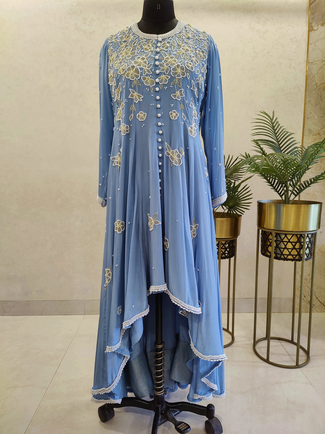 High-low anarkali with pants