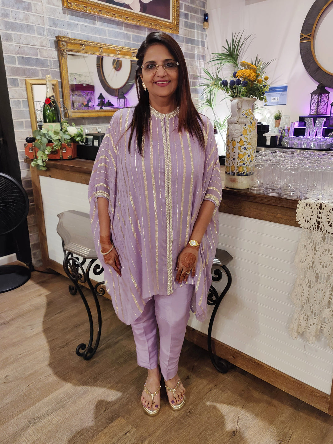 Kaftan style festive top with pants